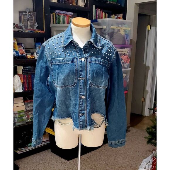 NWOT CATO HAND PAINTED DENIM JACKET - Picture 1 of 5